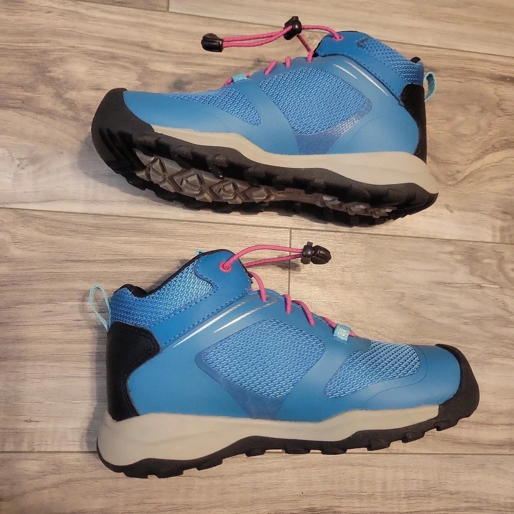 Keen Wanduro Mid Kids Shoes Sz 1 Fjord Blue Fuchsia Purple Waterproof Lace Up